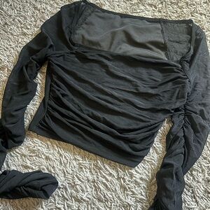 Elegant Black Mesh Long Sleeve Top